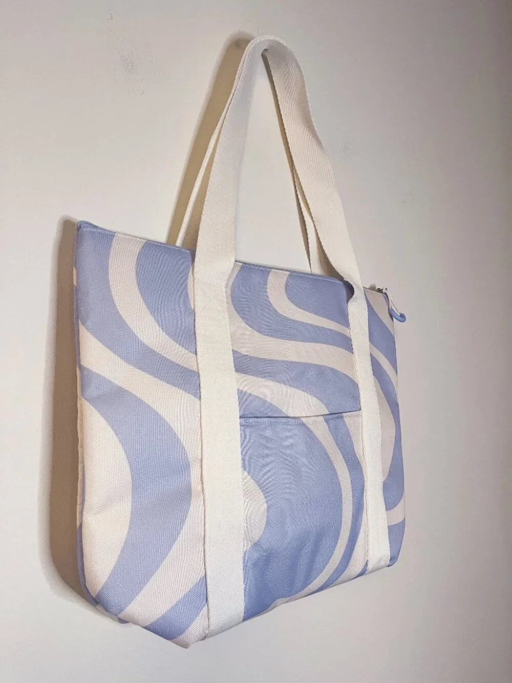 NWT Ulta Beauty Insulated Cooler Tote Bag Blue White Zip Top Beach Travel